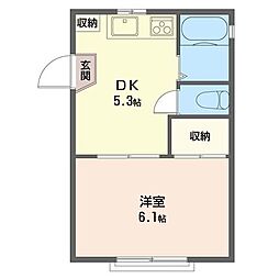 フレッシュハイツ 2階1DKの間取り