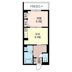 サンセイ・マンション　IV 2階1DKの間取り