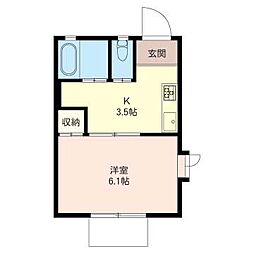 ジュネス八景 1Kの間取図画像