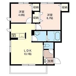 ヴィラーチェ港南台 2LDKの間取図画像