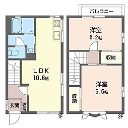 テルツェット港南台 2LDKの間取図画像