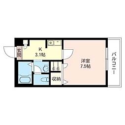 ルミエール森 1Kの間取図画像