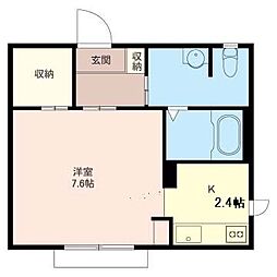 グランローズ根岸 1Kの間取図画像