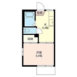 セラブール八景 1Kの間取図画像