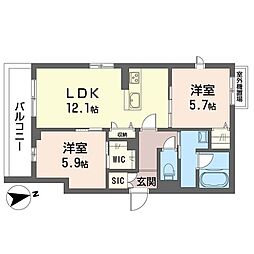 マリンレジデンス 2LDKの間取図画像