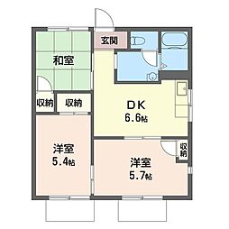 フローリスト富岡A棟 3DKの間取図画像