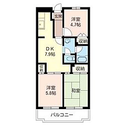 ヴェルドミール上大岡 3DKの間取図画像