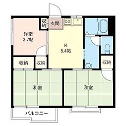 角田ハイツB 3Kの間取図画像
