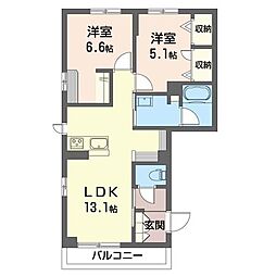 メゾンエール五反田 2LDKの間取図画像