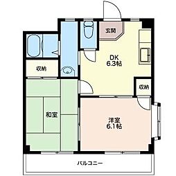 シャルマンドミール 2DKの間取図画像