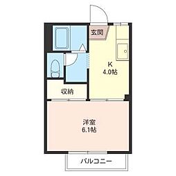 コーポ光 1Kの間取図画像
