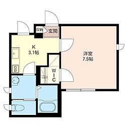ボヌールメゾン 1Kの間取図画像