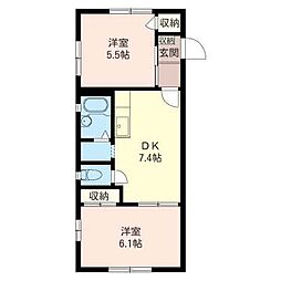 グリーンパレス 2DKの間取図画像