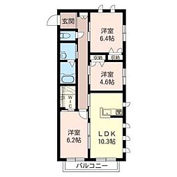 ラフィーネ元町 3LDKの間取図画像