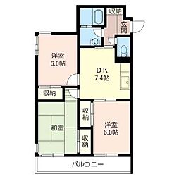 ヤマサコーポ 3DKの間取図画像