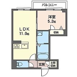 クレストテラス 1LDKの間取図画像