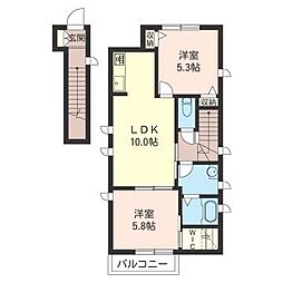 シャーメゾン港南 2階2LDKの間取り