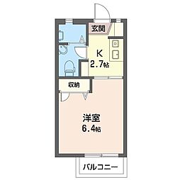 オリーブコーポ 1Kの間取図画像