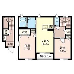 ルミナス糀屋 2LDKの間取図画像