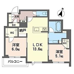 グランメゾン戸塚 2LDKの間取図画像