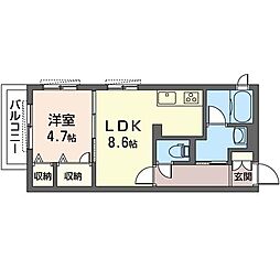 エスティヒルズ 1LDKの間取図画像