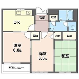 ルミエールA棟 3Kの間取図画像