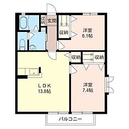 コンフォート3 2LDKの間取図画像