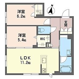 シャーメゾングレイス 2LDKの間取図画像