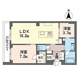 ロワゾ 2LDKの間取図画像