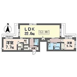 カノア 2LDKの間取図画像