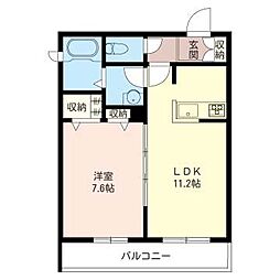 トレーフル 1LDKの間取図画像