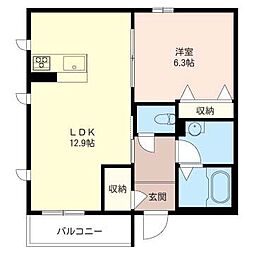 メゾンドゥヴェリエール 1LDKの間取図画像
