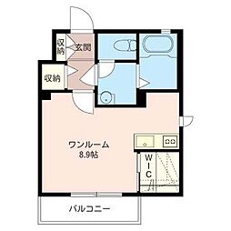 フェリーチェガーデンC ワンルームの間取図画像