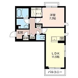 グランシャリオD 1LDKの間取図画像