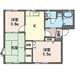 ブルーグラスコテージ 3Kの間取図画像