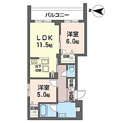 アドミラドール 2LDKの間取図画像
