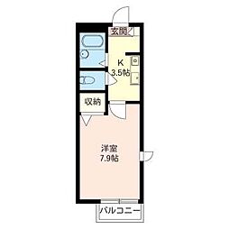 パル1さぎぬま 1Kの間取図画像