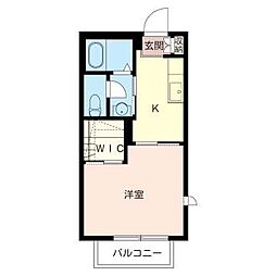 パークアベニューA 1Kの間取図画像