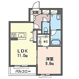 ヴェールエフルール 1LDKの間取図画像