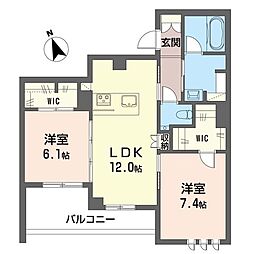 コン・フィオーレ 2LDKの間取図画像