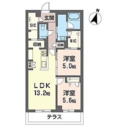 アウトリガー 2LDKの間取図画像