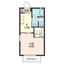 プランドール参番館 1Kの間取図画像