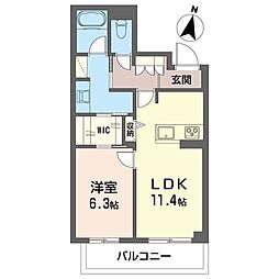ルミナス・エイル 1LDKの間取図画像