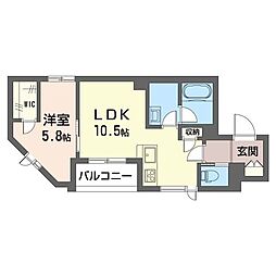 ジョイアークス湘南藤沢 1LDKの間取図画像