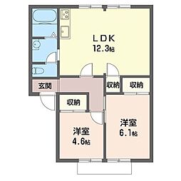 コスモグレースA 2LDKの間取図画像