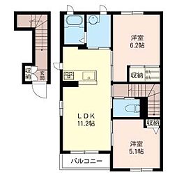 ハーモニーB 2LDKの間取図画像