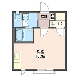 プランドールＤ 1階ワンルームの間取り