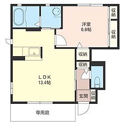 フレンドリーパークつきのわ　Ｃ 1階1LDKの間取り