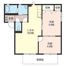 グリーンパークつきのわB 2LDKの間取図画像