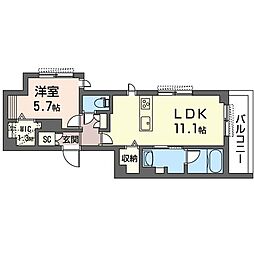 ポル・テーロ 1階1LDKの間取り